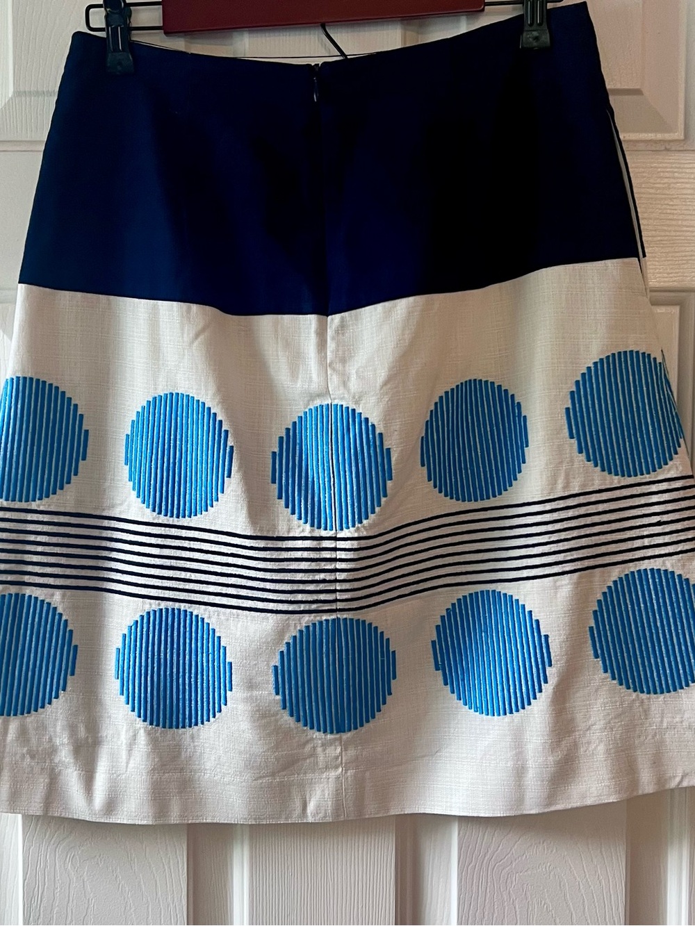 Boden Navy and Bright Blue Dot A-Line Skirt - Picture 2 of 8